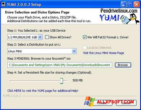 Posnetek zaslona YUMI Windows XP