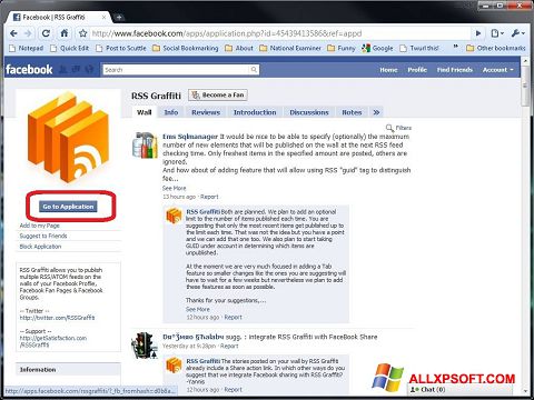 Posnetek zaslona Facebook Windows XP