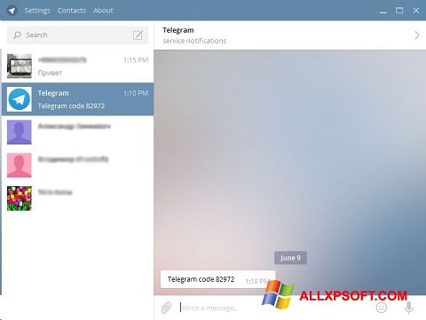 Posnetek zaslona Telegram Desktop Windows XP