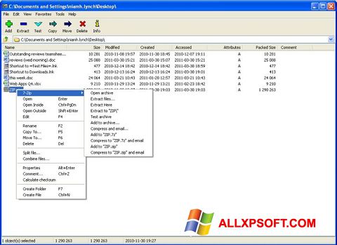 Posnetek zaslona 7-Zip Windows XP