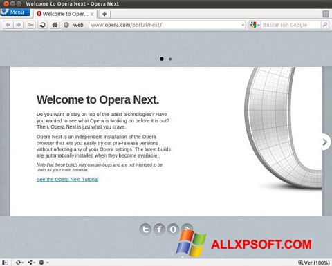 Posnetek zaslona Opera Developer Windows XP