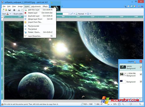 Posnetek zaslona Paint.NET Windows XP
